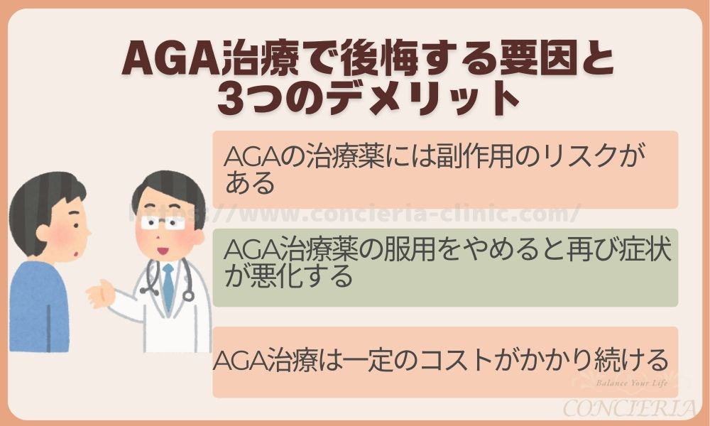 AGA治療で後悔する要因と3つのデメリット