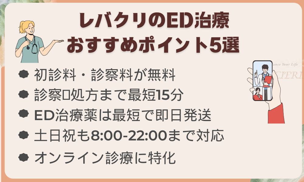 レバクリのED治療｜おすすめポイント5選